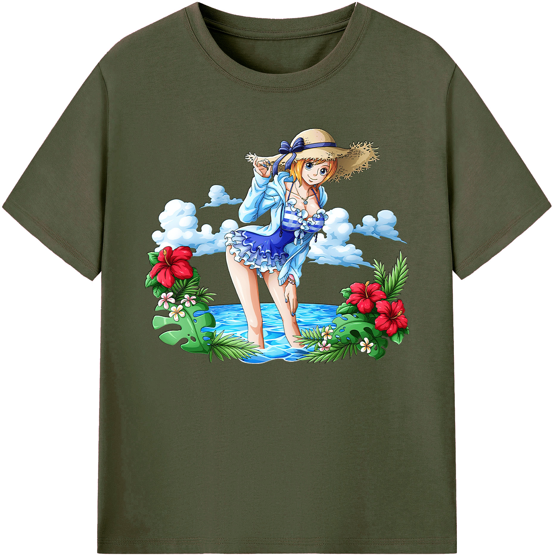 （画像用） ワンピース ナミ ONE PIECE Nami 綿100％ メンズ半袖Tシャツ｜肌触りやわらか＆通気性